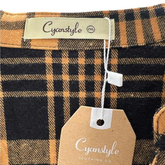 NWY Cato Black and Gold Plaid Fleece Long Sleeve Blouse 2X - Picture 4 of 5